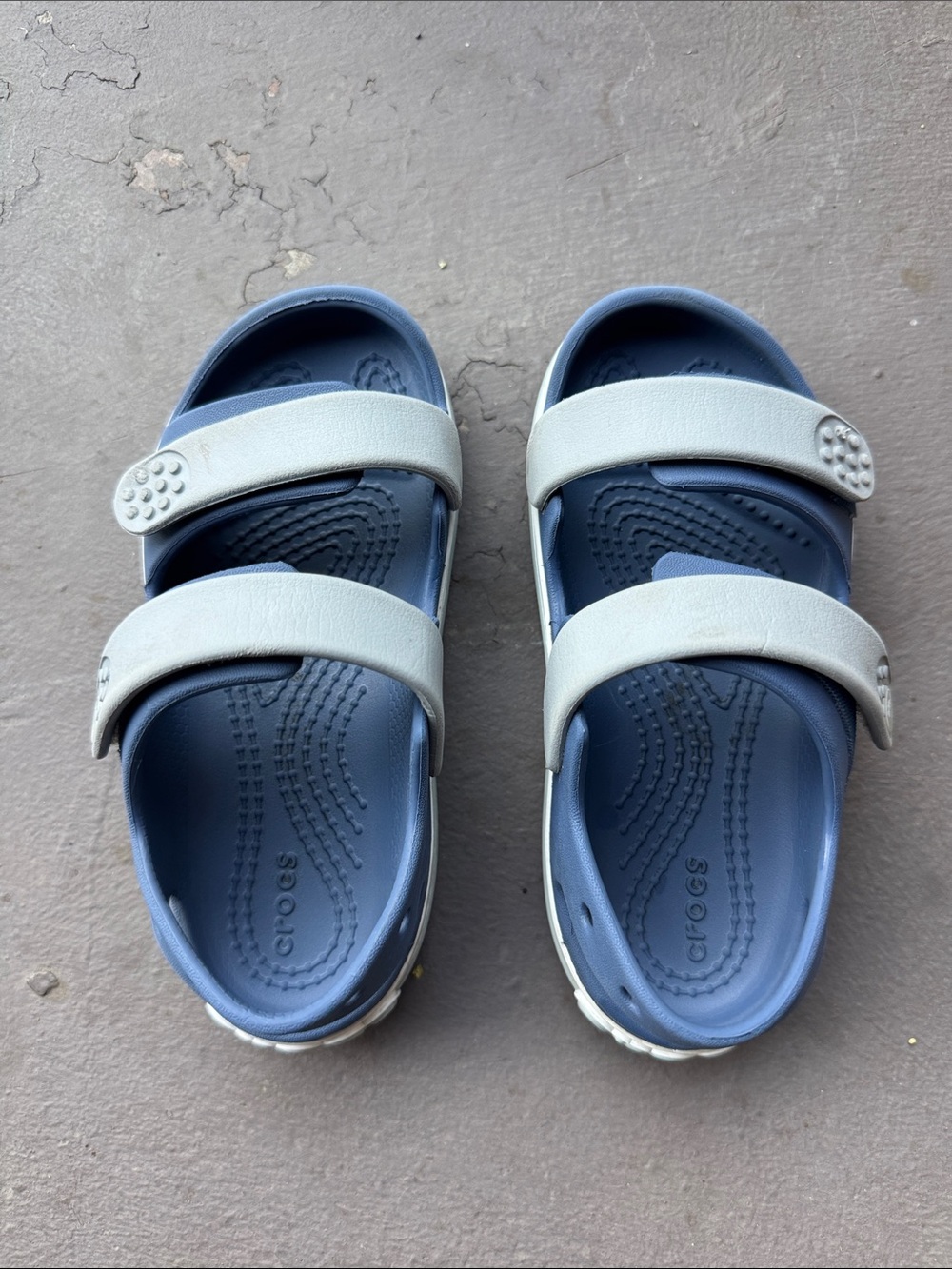 CROCS Kids Navy Blue Sandals with Light Gray Straps